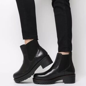 TEN POINTS Clarisse Chelsea Black Leather Lugged Ankle Boot